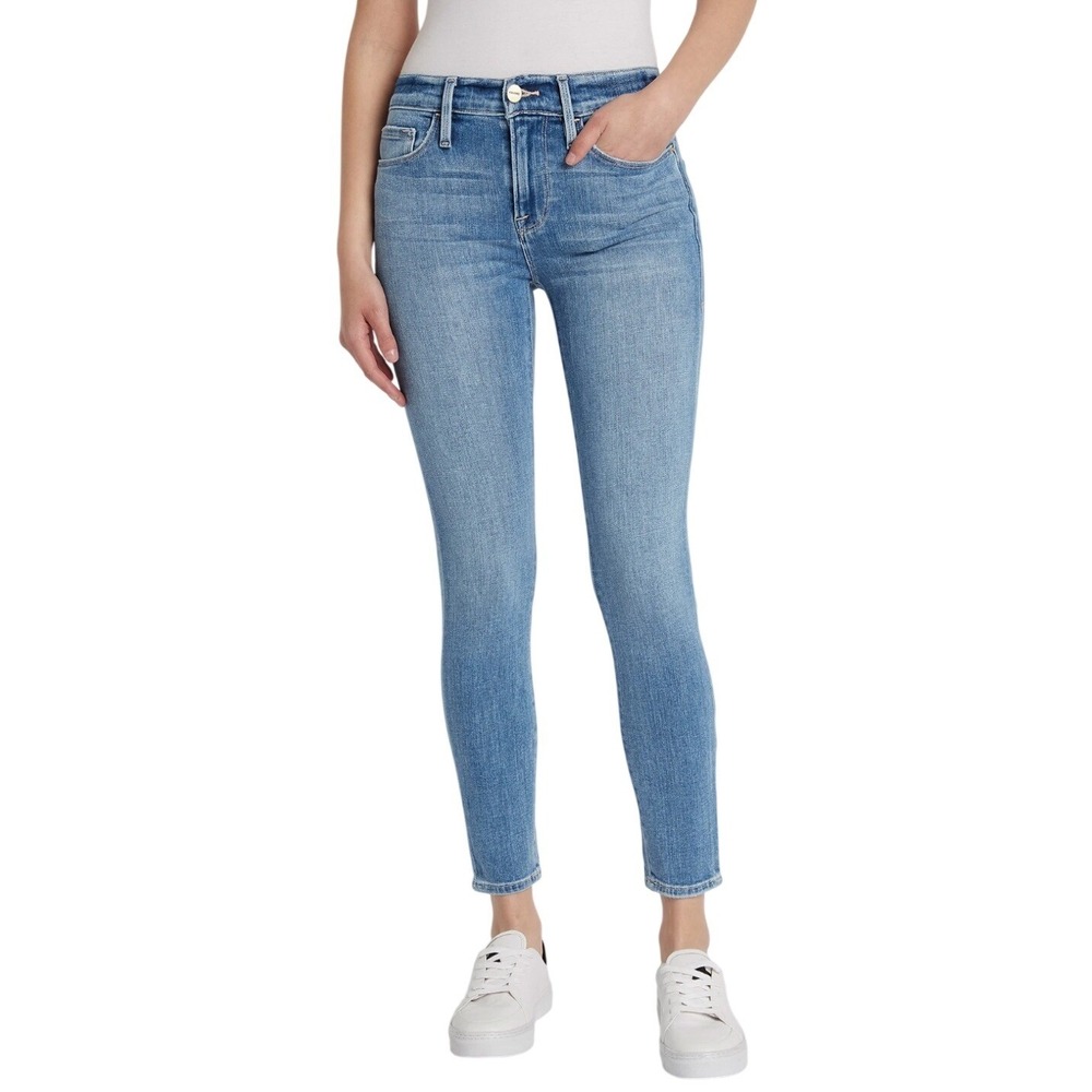 FRAME Le Skinny de Jeanne Crop Jeans Hidalgo Medium Wash Stretch Denim Size 31